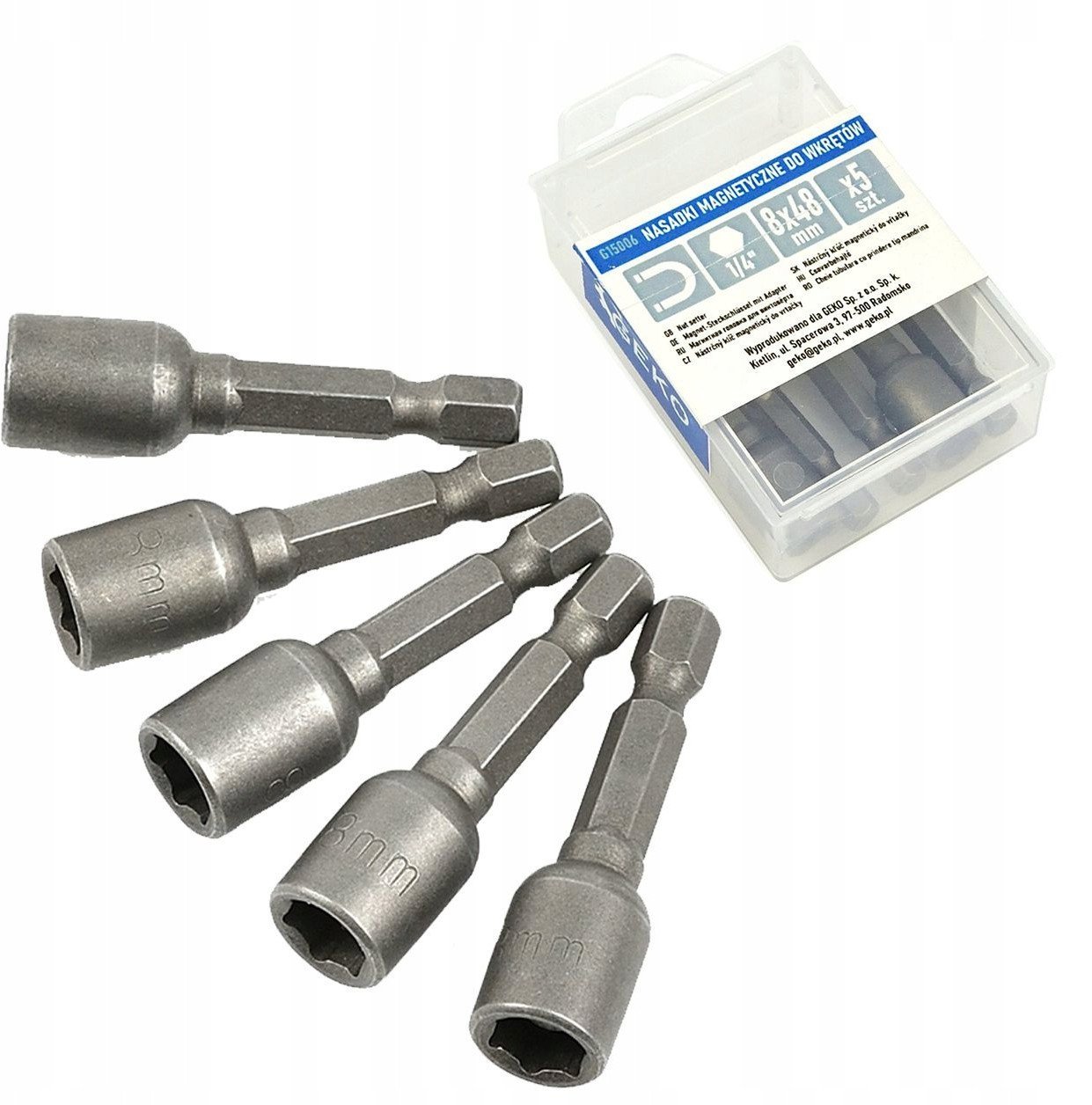 Nasadki magnetyczne do wkrętów 8mmx48mm 1/4" 5szt. (100)