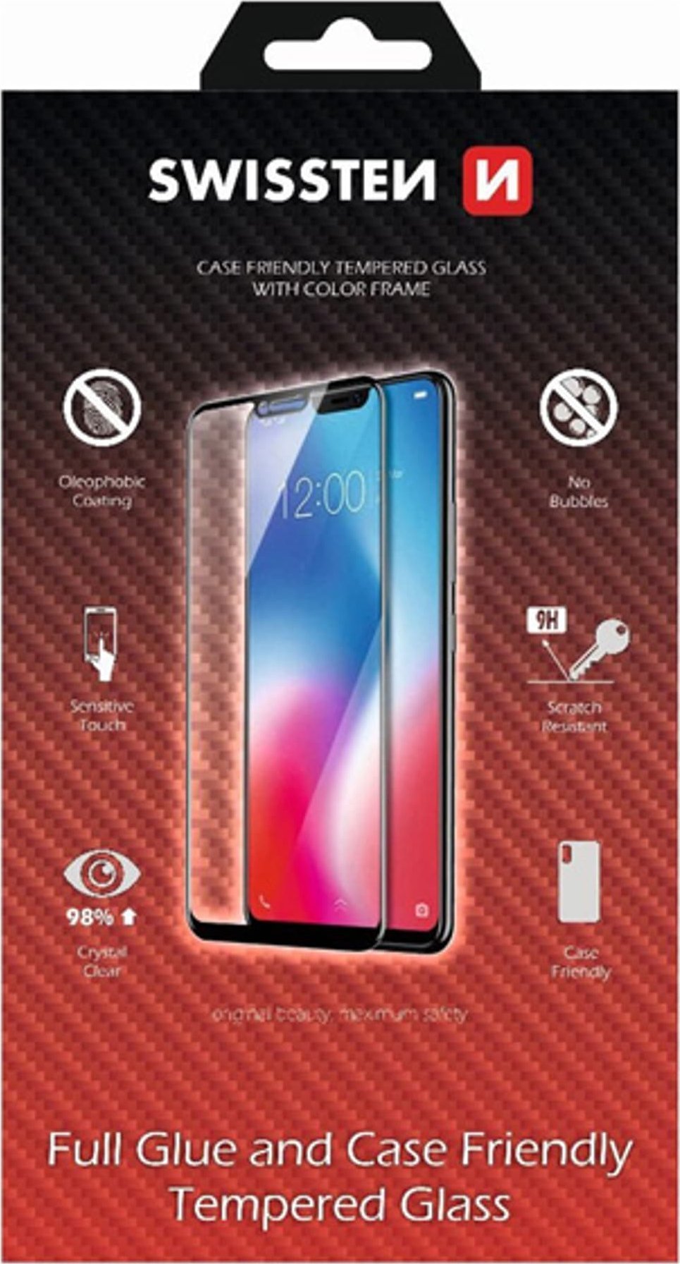 Swissten Hartowane szkło ochronne Swissten, pro Jabłko iPhone 11, czarna, case friendly and color frame