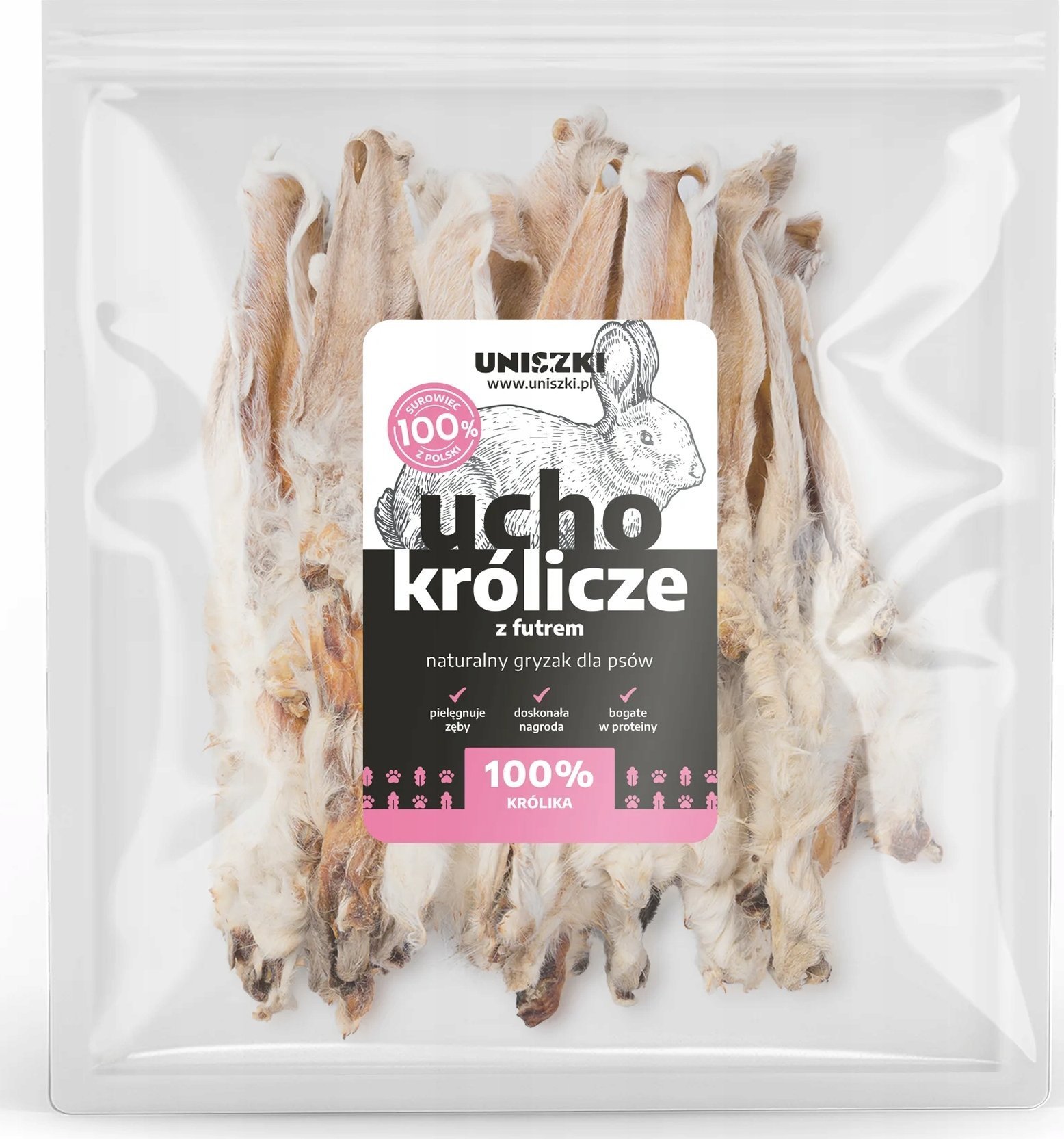 UNISZKI Ucho królicze z futrem 2szt