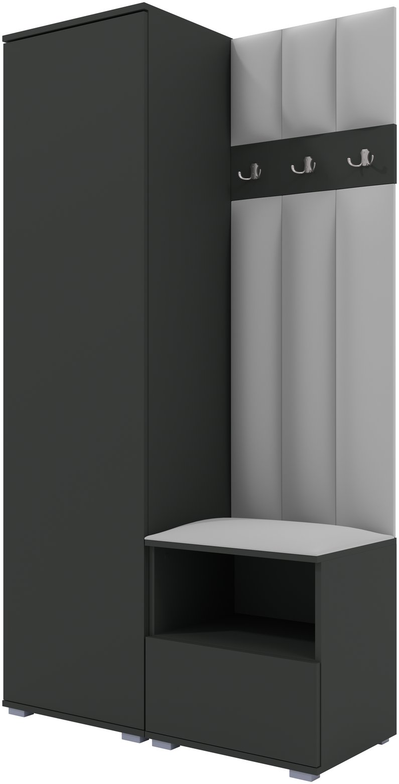 Tapicerowana garderoba Nela I LUX w grafitowym kolorze i tkaninie Trinity 32