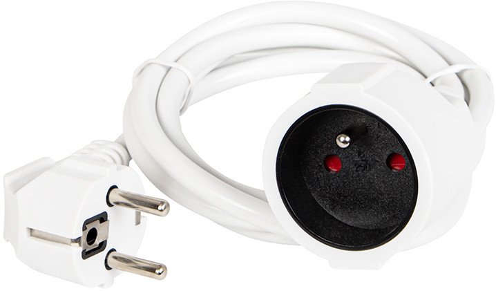 98-791# Przedłużacz sieciowy pr-160 1-gniazdo z uziemieniem 1,5m biały (3x1,5mm)