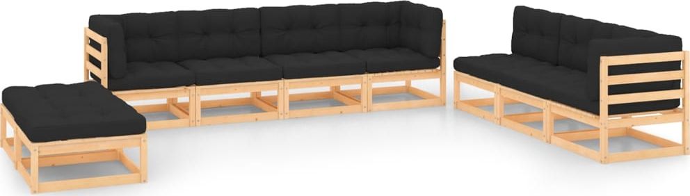 vidaXL vidaXL 9-cz. zestaw wypoczynkowy do ogrodu, z poduszkami, lita sosna