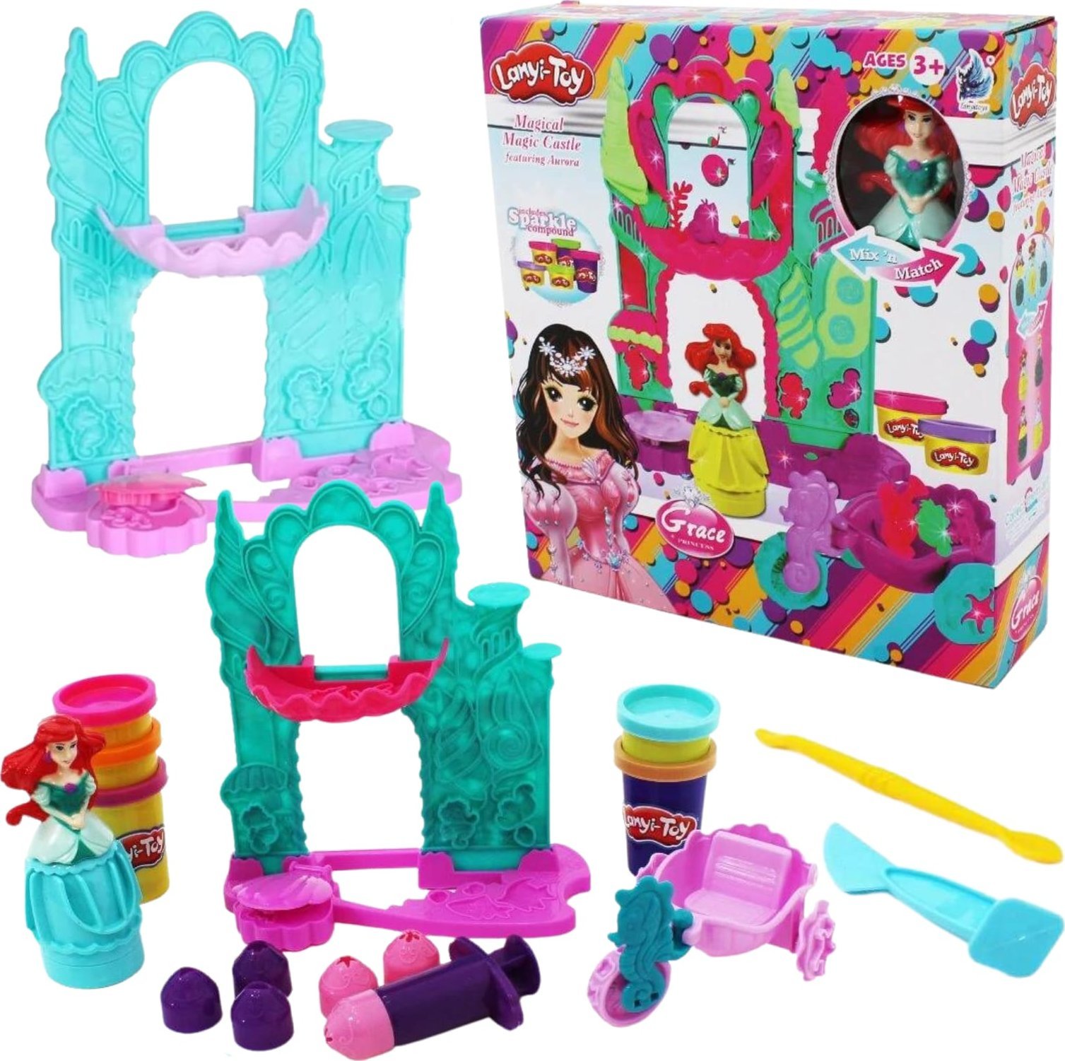 ProNice CIASTOLINA MASA PLASTYCZNA CIASTO MAKARON DUŻY ZESTAW KREATYWNY ZAMEK