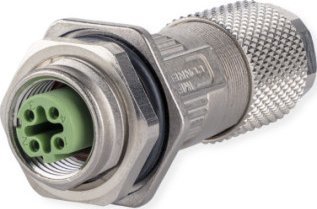 Złącze żeńskie METZ CONNECT M12 o stopniu ochrony IP67, z możliwością podłączenia na miejscu za pomocą kołnierza