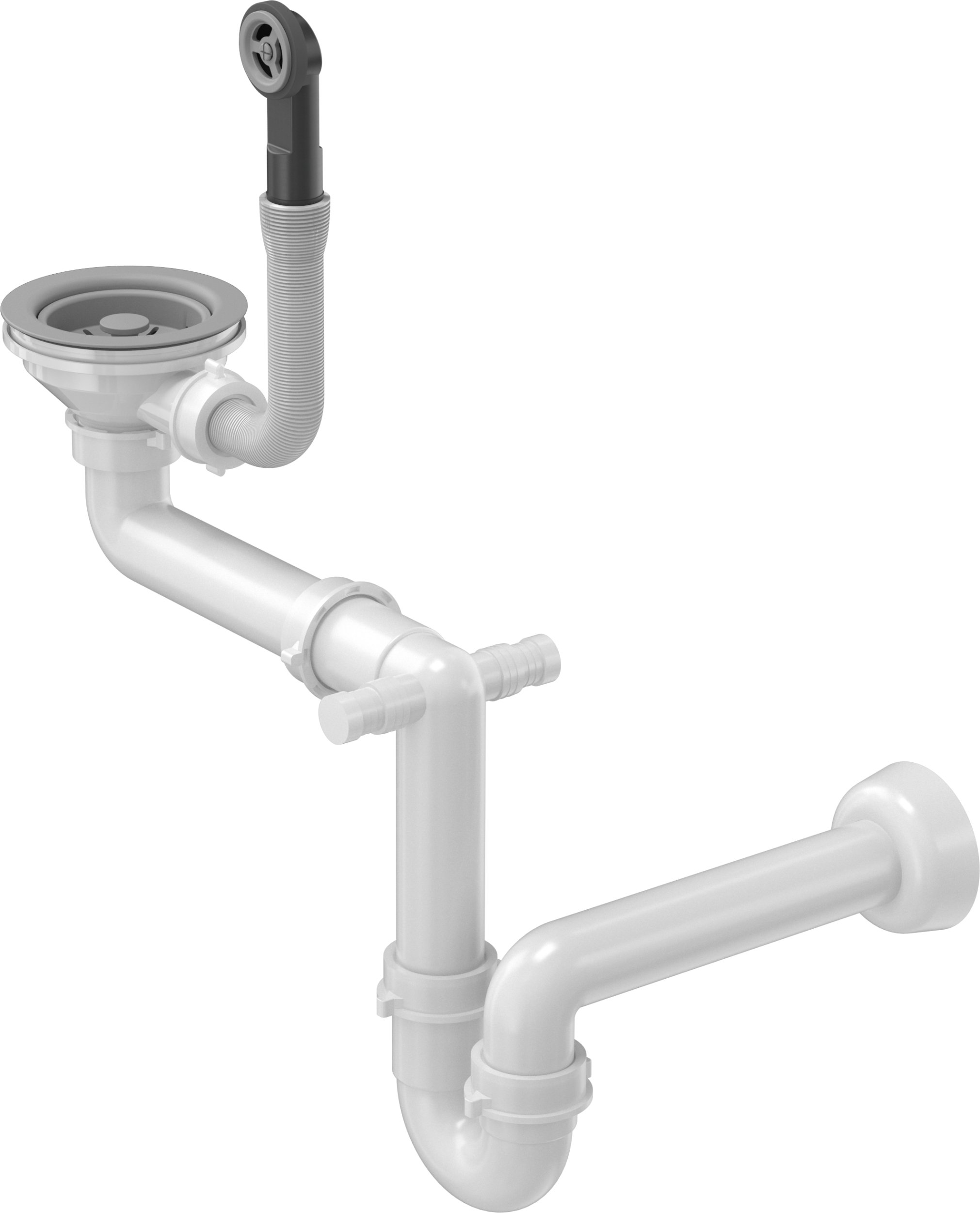 Syfon szary przyścienny do zlewu granitowego