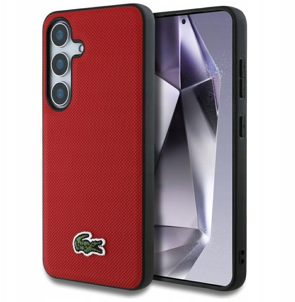 Etui Lacoste Iconic Petit Pique Woven Logo MagSafe do Samsung Galaxy S25 czerwony