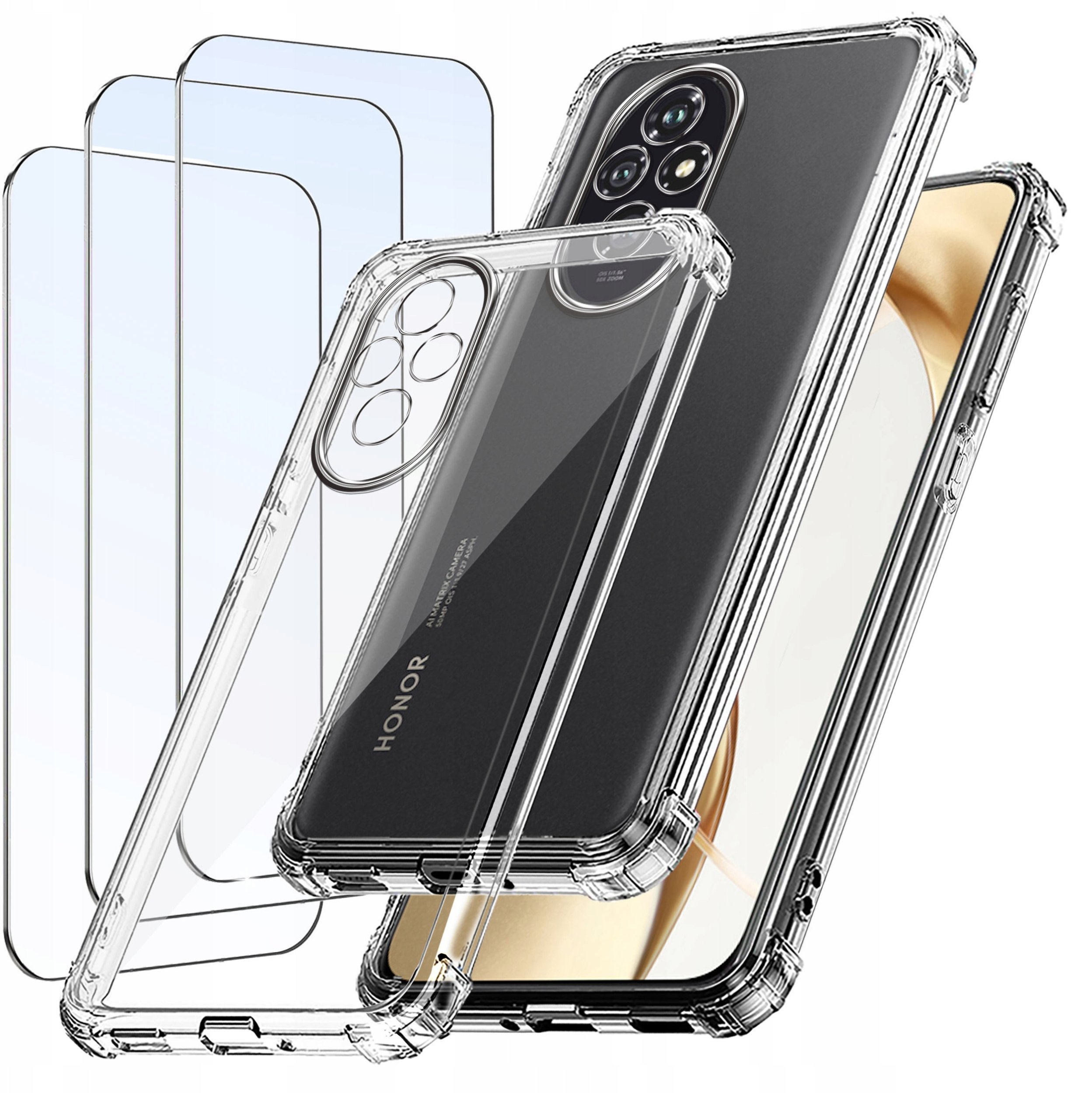 ZESTAW Etui do Honor 200 5G ANTI-SHOCK WZMACNIANE 3X SZKŁO