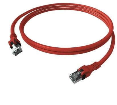 EasyLan DualBoot® PushPull Patch Cable Cat.6A (Class EA), S/FTP, RJ45 / RJ45, czerwony, 0,5 m