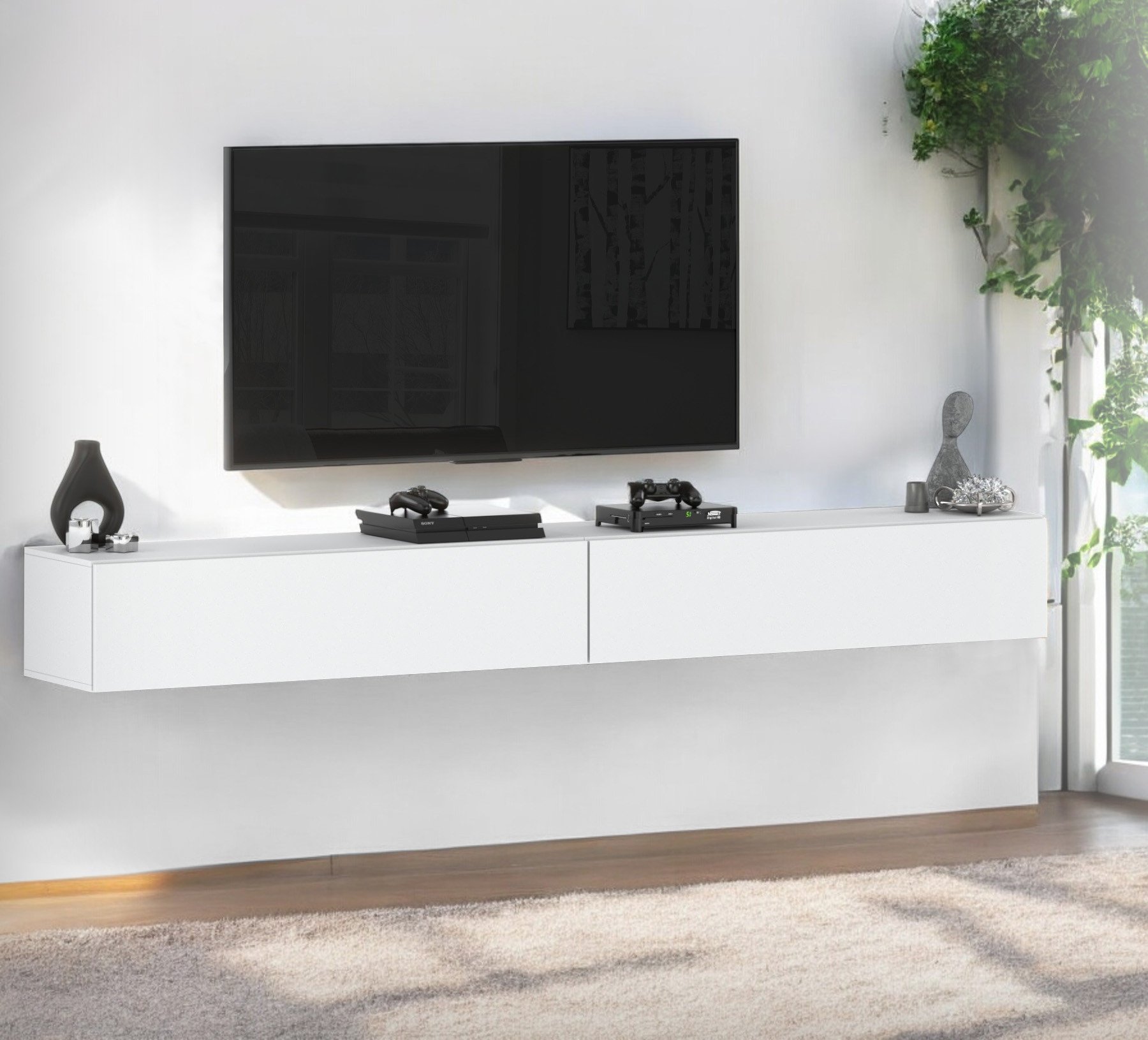 Szafka Rtv Wisząca Biała Mat 280cm Tv Duża Do Salonu Sypialni Meblościanka