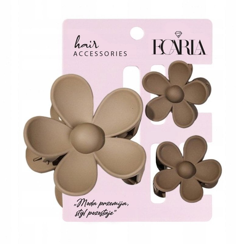 eCarla Zestaw spinki do włosów klamrowe 3w1 Kwiat XL + 2 szt. mini spinek SP435