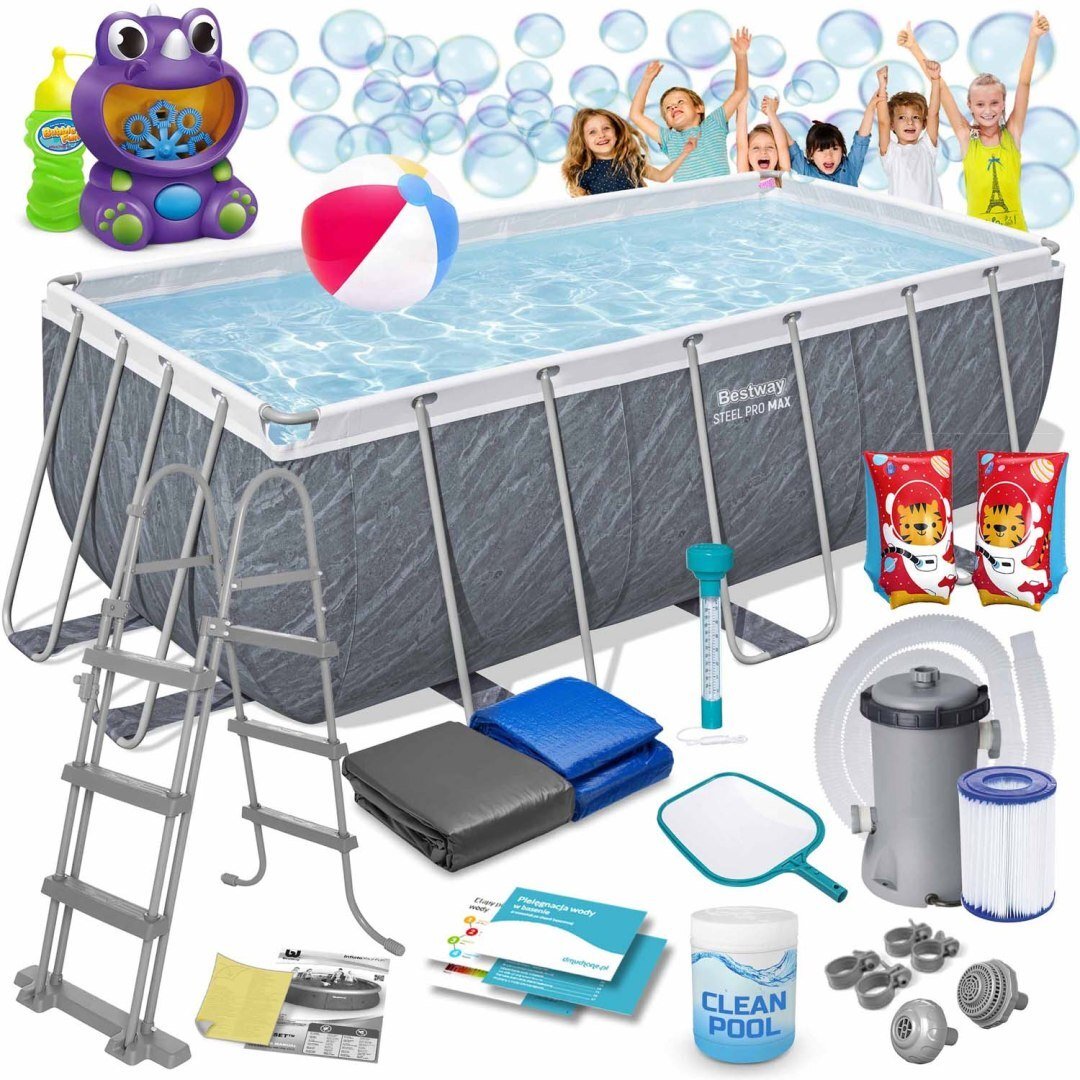 Basen ogrodowy stelażowy 412 x 201 x 122 cm 17w1 Bestway 56722 EDUKAMP