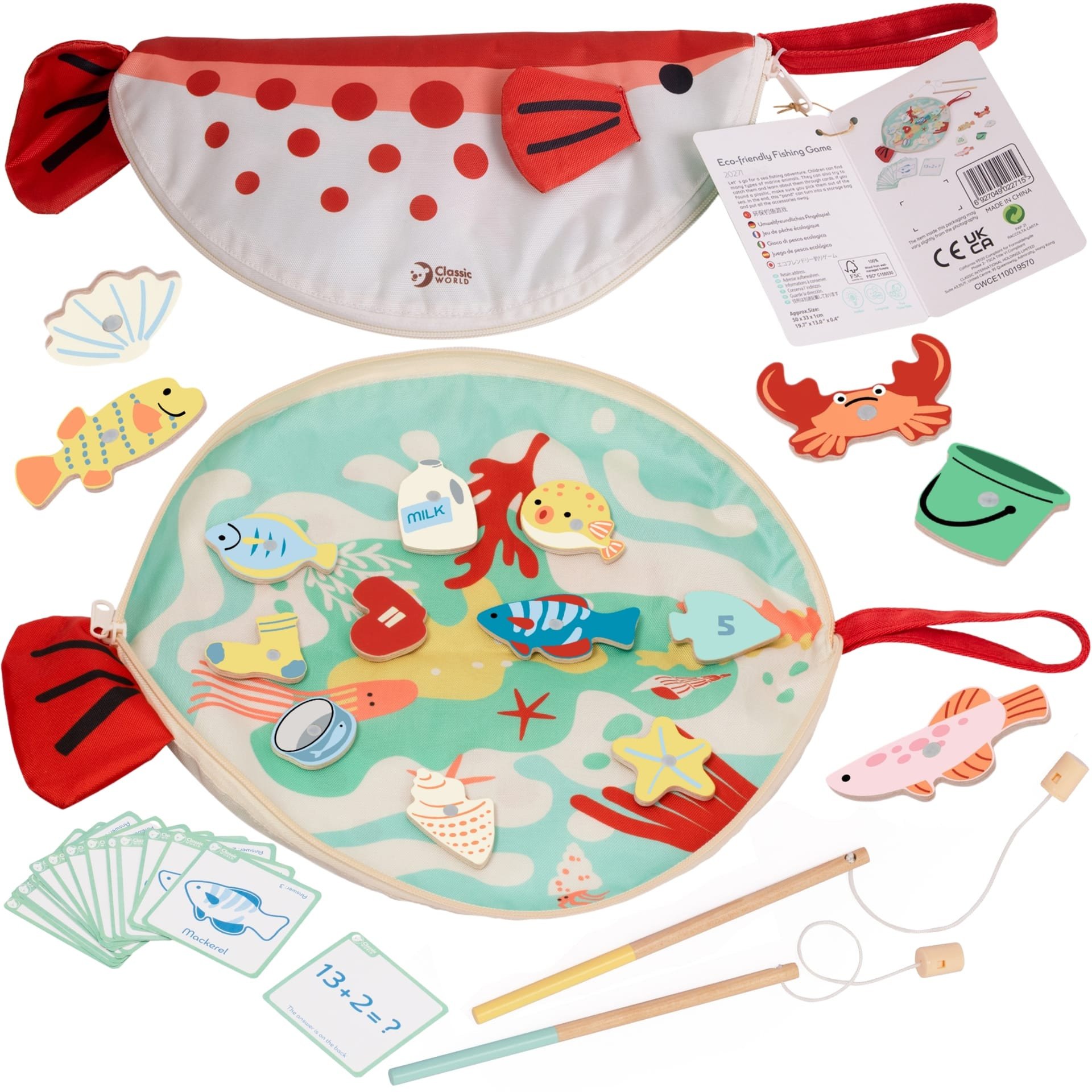 CLASSIC WORLD Edukacyjna Gra Łowienie Rybek na Magnes z Kartami do Nauki Liczenia