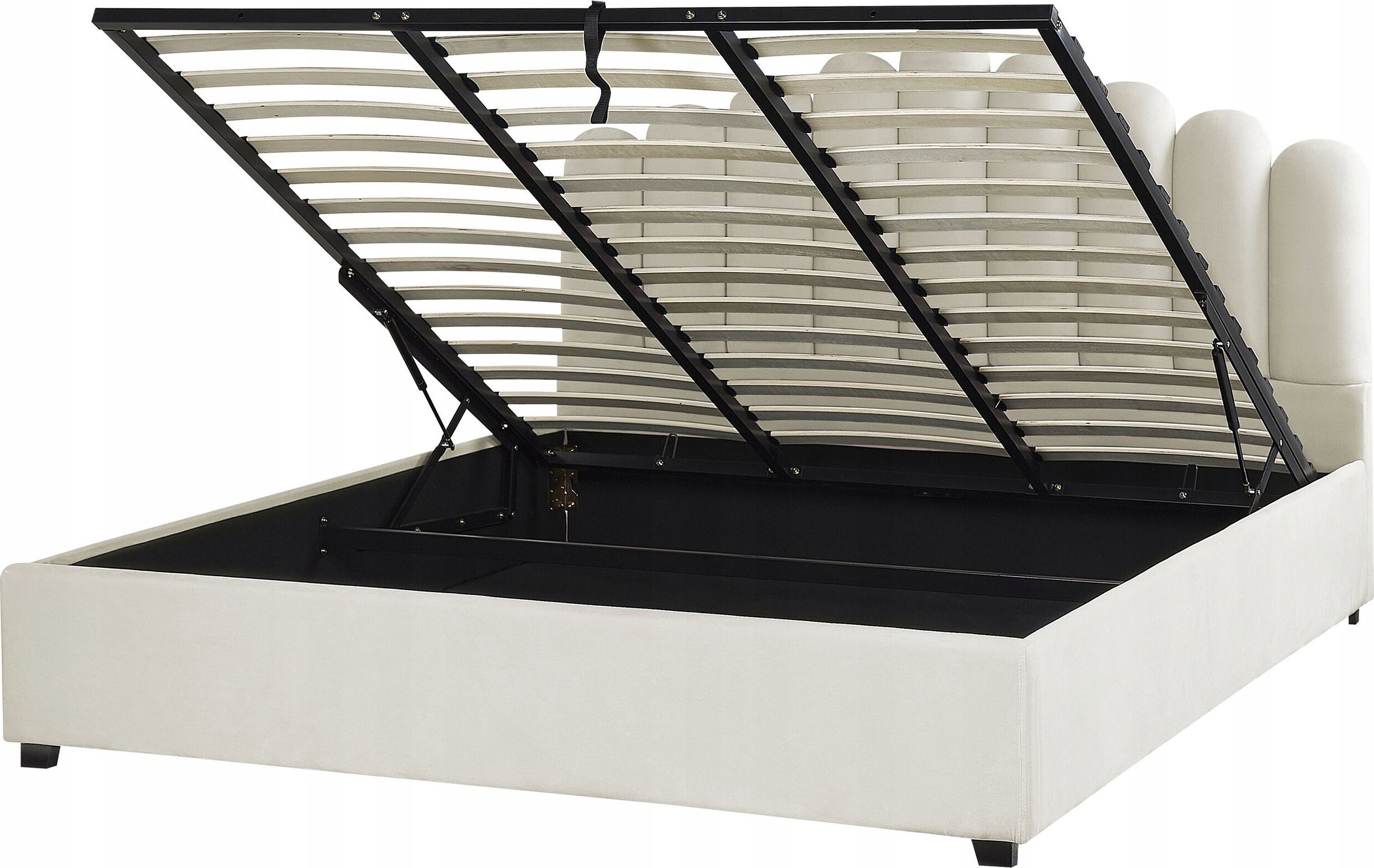 Beliani Łóżko z pojemnikiem welurowe 180 x 200 cm złamana biel VINCENNES