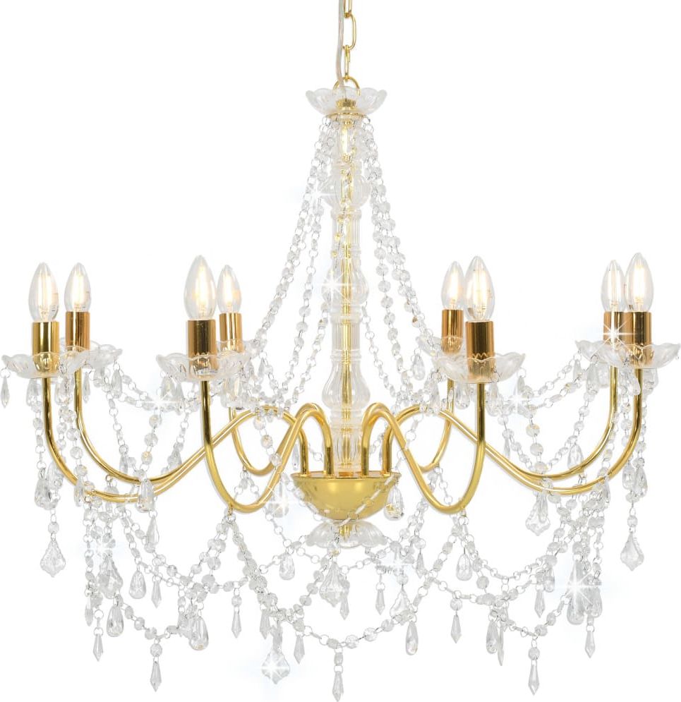 Lampa wisząca Lumes Złoty żyrandol kryształowy świecznikowy - EX98-Antos