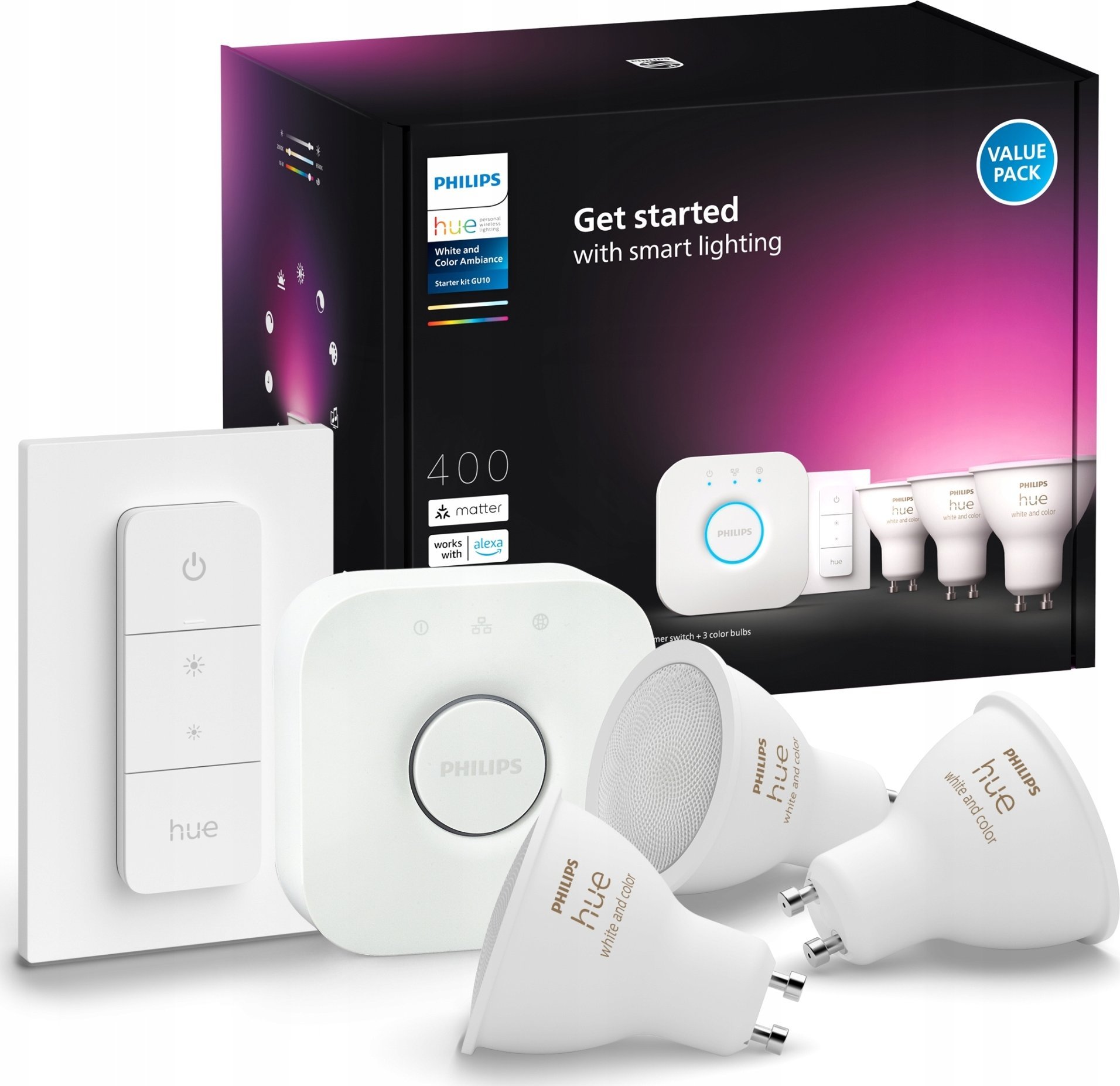 Philips Philips Hue WCA Starter Kit 4.2W GU10 3pcs, Bridge, Switch