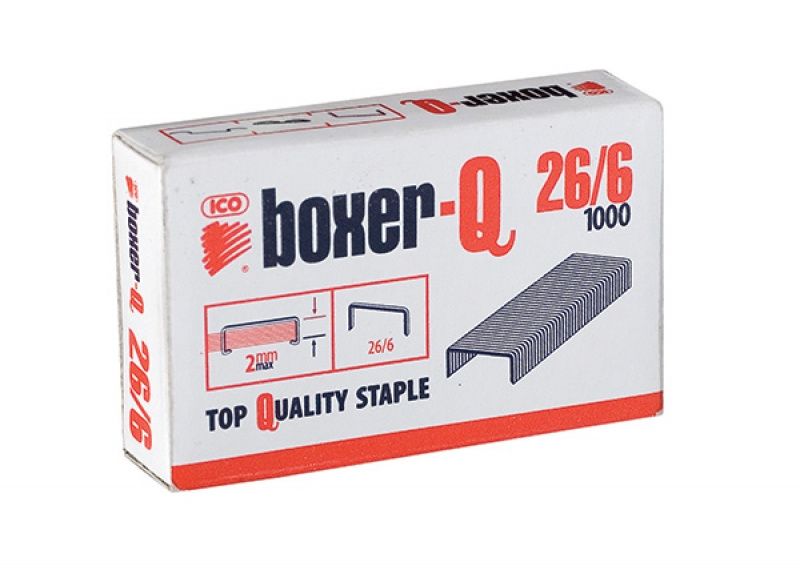 ICO Zszywki Boxer 26/6, galwanizowane, 1000 sztuk (ISAXBQ26/6)