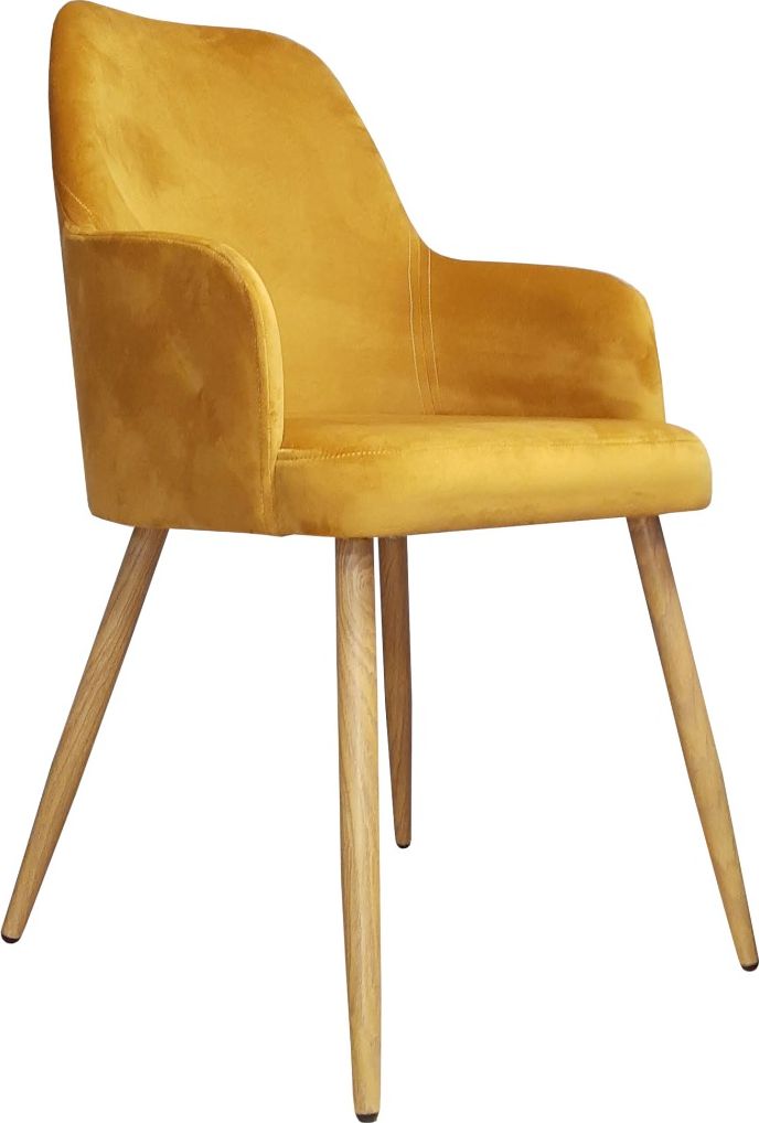 Atos Krzesło WEZERA VELVET żółte/dąb do salonu ATOS