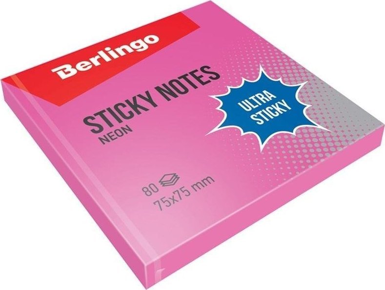 Berlingo Bloczek samoprzylepny 75x75 różowy 80K (12sz)