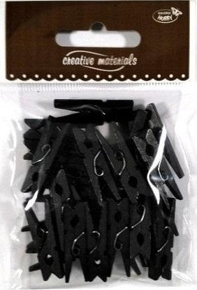 Klamerki drewniane czarne 30mm 25szt