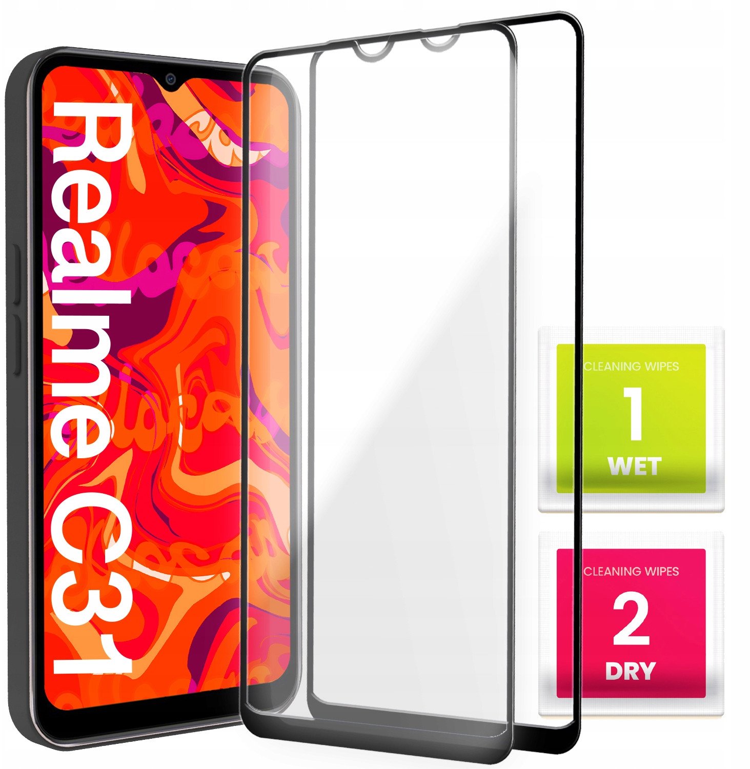 2-PAK Szkło Hartowane do Realme C31 / C20 / C21 / C21Y / C25 / C25Y Pełne