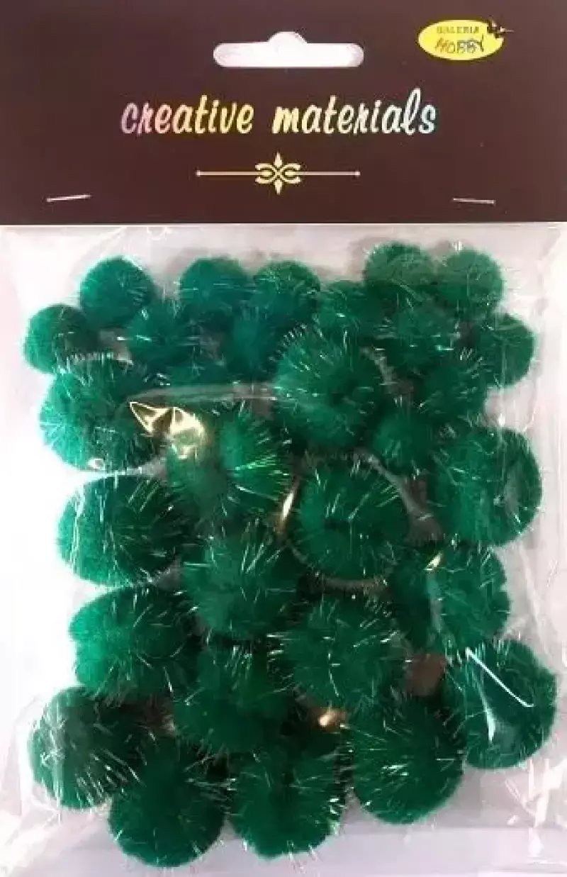 Shan Pompony glitter zielony 15x25mm 30szt