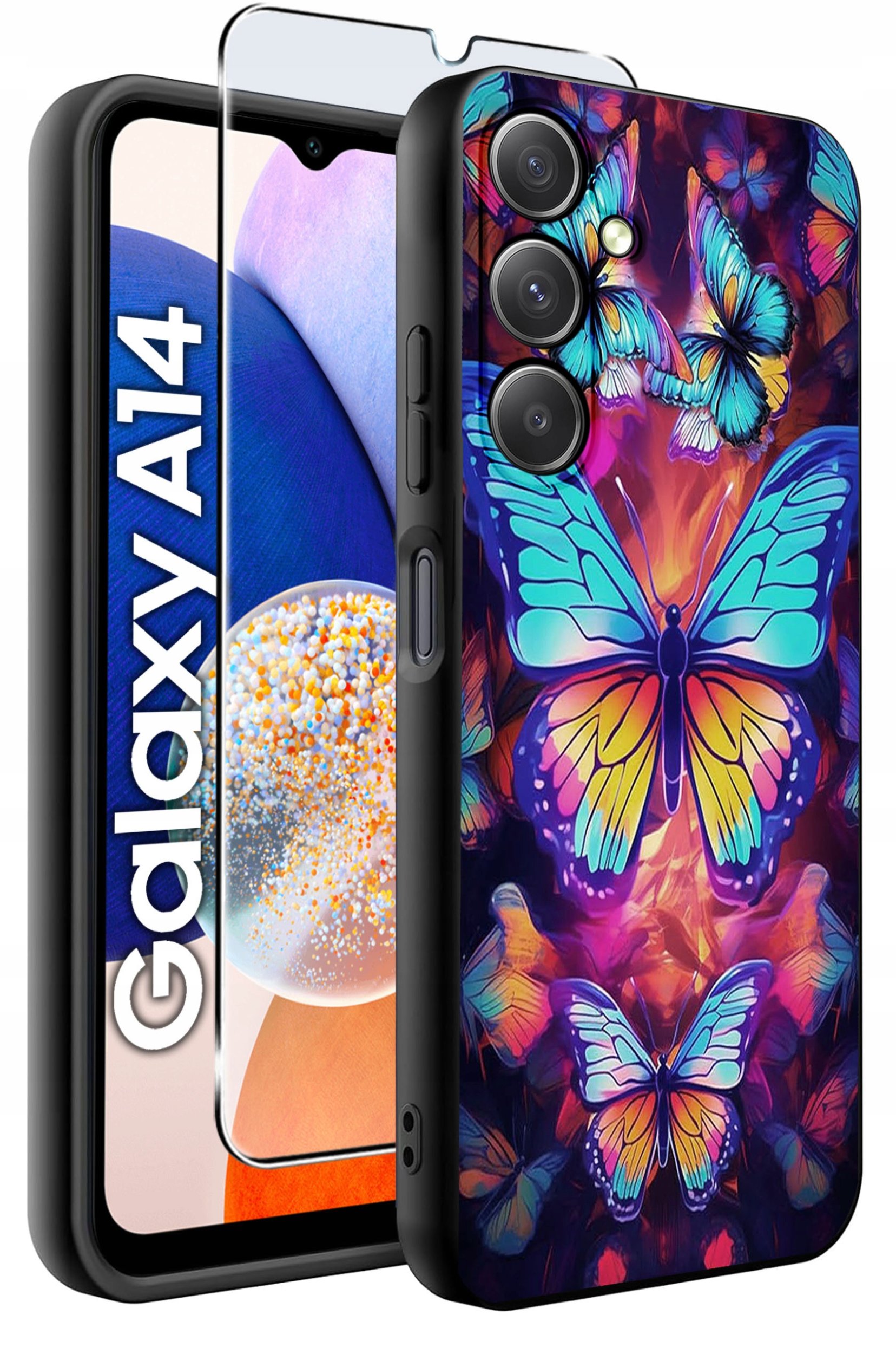 ETUI do Samsung A14 5G WZORY | SILIKONOWE MATT CASE + SZKŁO HARTOWANE 9H