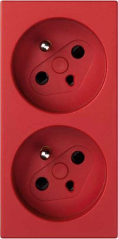 Kontakt-Simon Simon Connect Gniazdo podwójne S500 DATA z/u 16A bez klucza i sygnalizacji śrubowe czerwone 50000459-037