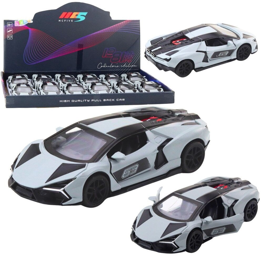 Samochód Wyścigowy Sportowy Metalowy Napęd Otwierane Drzwi Szary 1:32