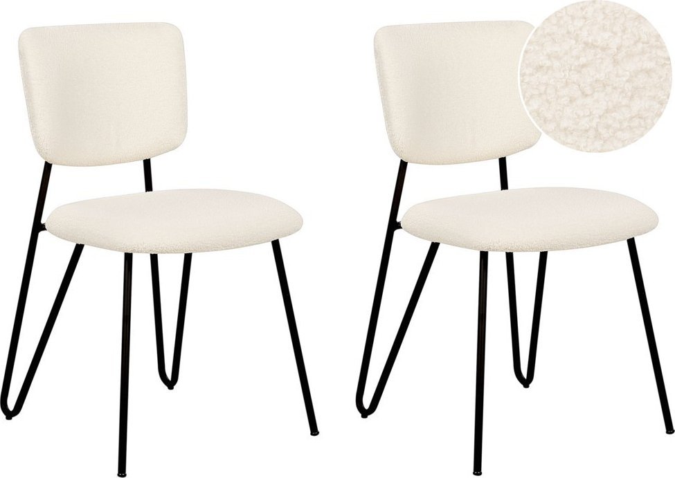 Beliani Zestaw 2 krzeseł do jadalni boucle złamana biel NELKO