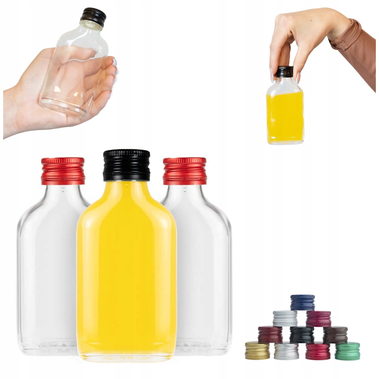 50x Butelki szklana PIERSIÓWKA 100 ml + zakrętka na NALEWKI ŚLUB BIMBER