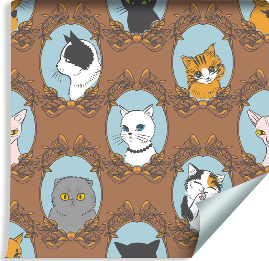 Muralo Tapeta Dla Dzieci - Zabawne Kotki - Styl Retro