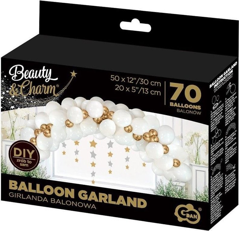 GoDan Girlanda balonowa B&C biało-złota 70szt