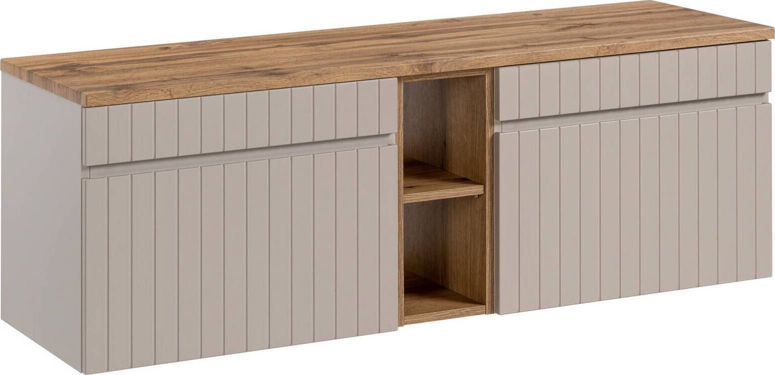 Comad Szafka z blatem i regałem, wisząca, Iconic, 140x46x46 cm, beżowy, mat