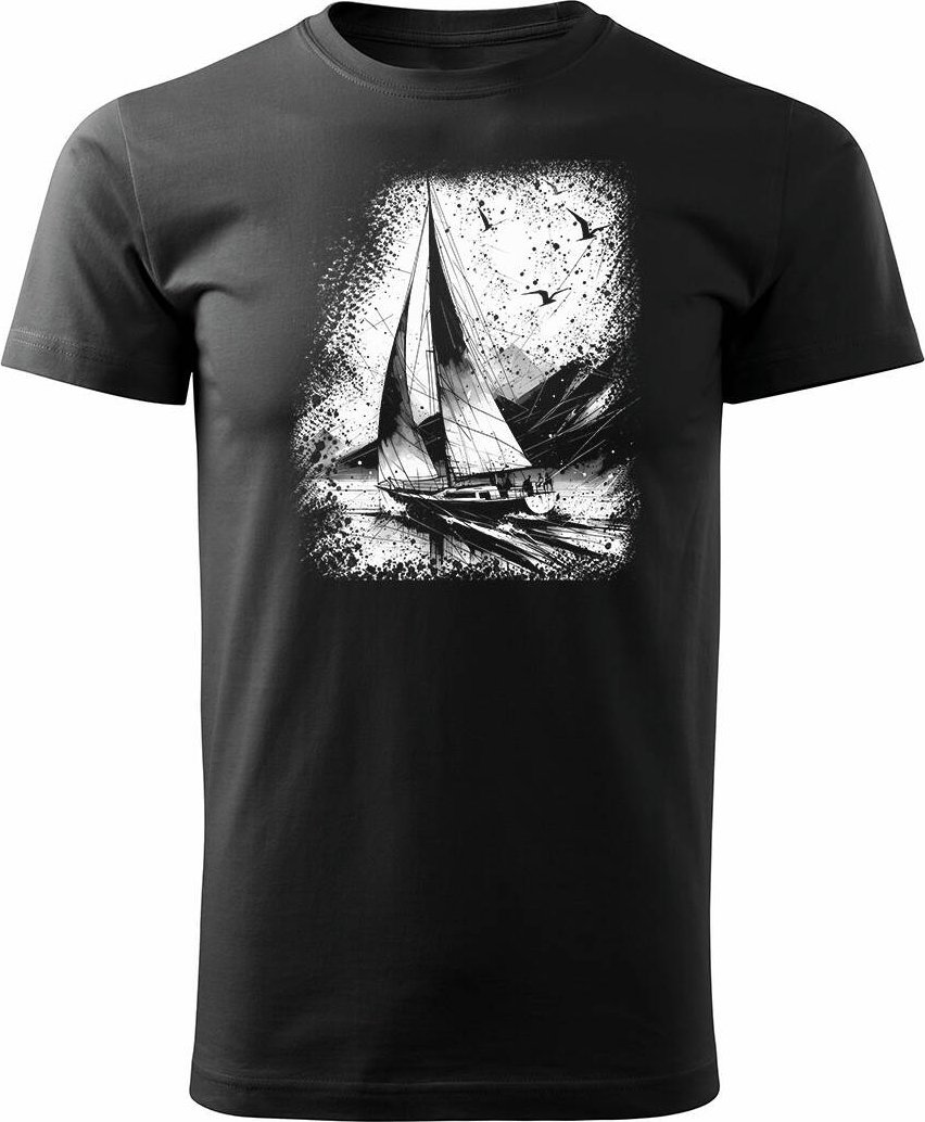 Topslang Koszulka żeglarska dla żeglarza z jachtem żaglówką sailing męska czarna REGULAR L