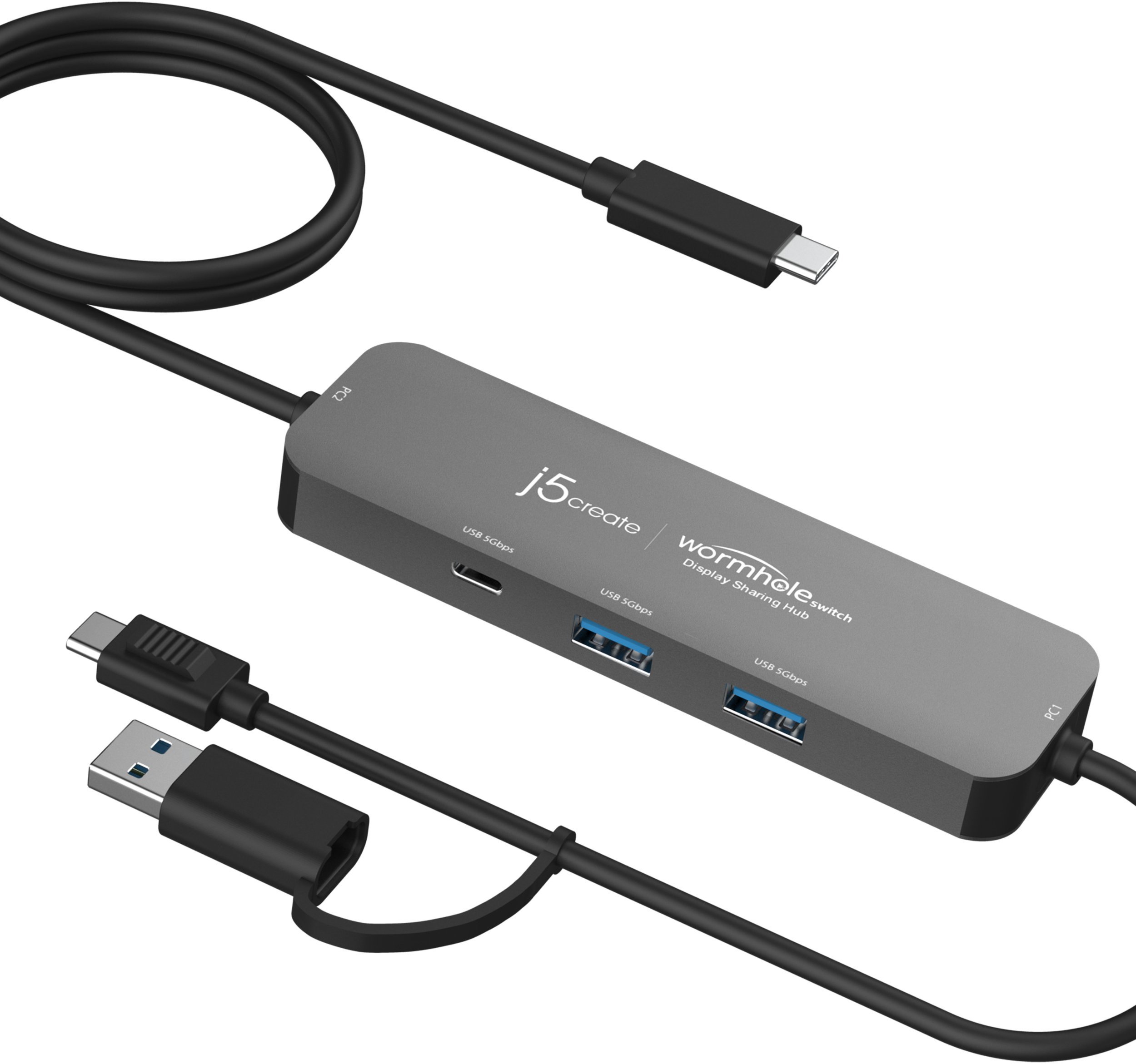 j5create JCH462-N huby i koncentratory USB 3.2 Gen 1 (3.1 Gen 1) Type-A + Type-C 5000 Mbit/s Szary