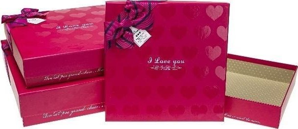 Pudełko prezentowe z kokardą 3szt czerwony ROZETTE