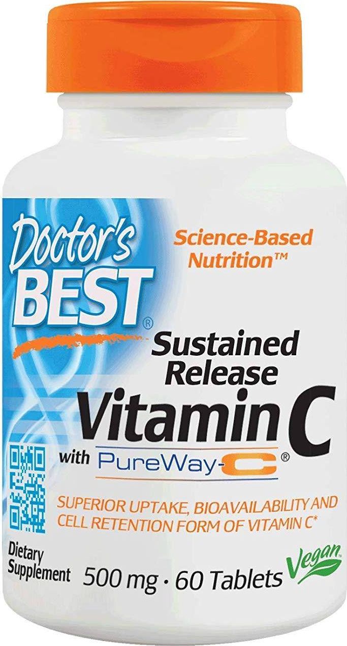 DOCTORS BEST Doctor's Best - Witamina C o Przedłużonym Uwalnianiu + PureWay-C, 500 mg, 60 tabletek