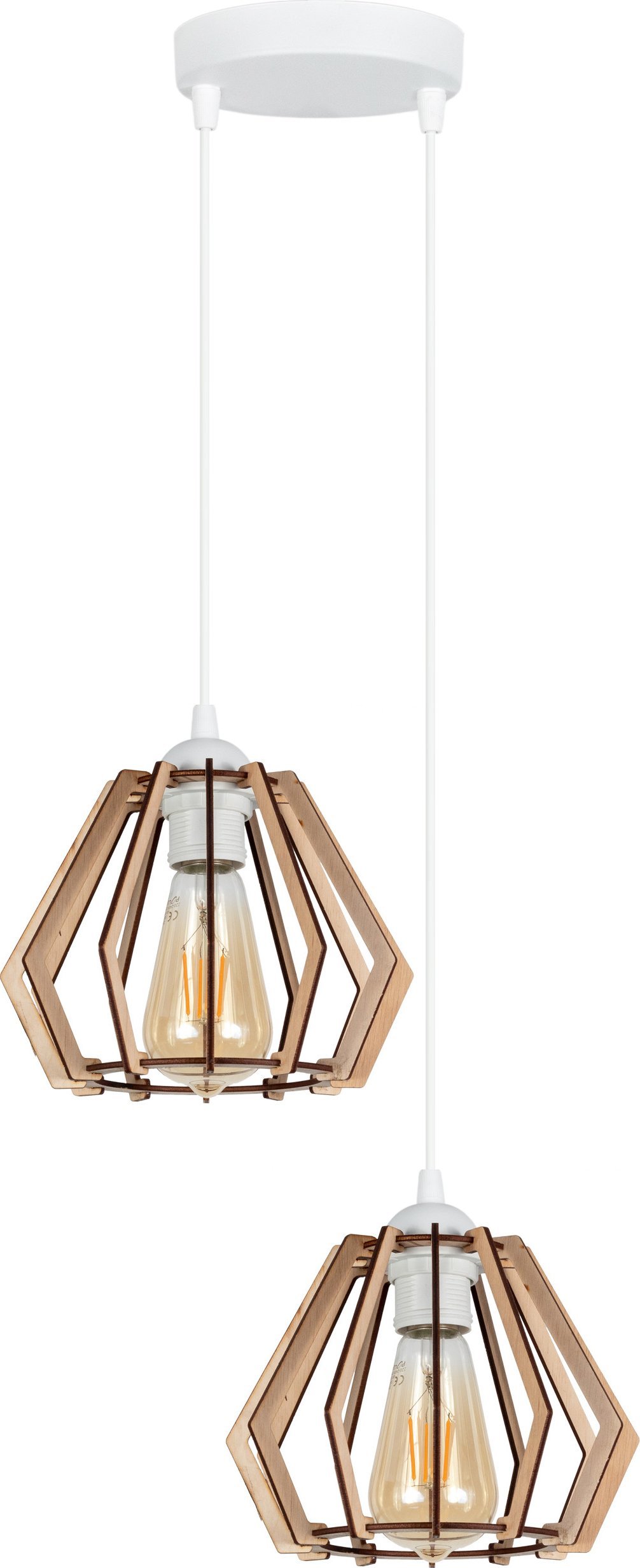 BELIS Lampa sufitowa BERGO żyrandol czarny drewno 2 x E27 0007