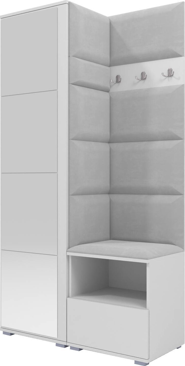 Ravio Tapicerowana garderoba Nela I z lustrem - kolor biały + tkanina Trinity 32