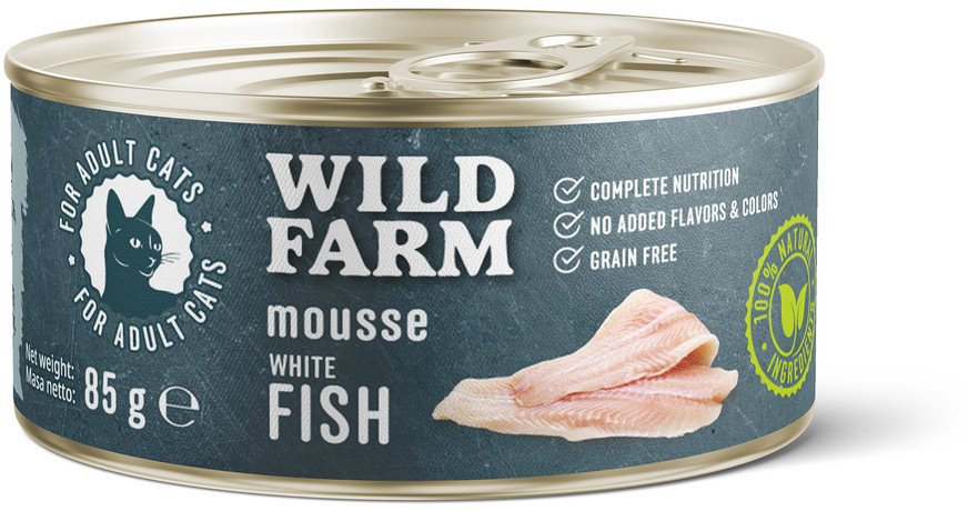 WILD FARM Mousse White Fish 85g - bezzbożowy mus dla kota