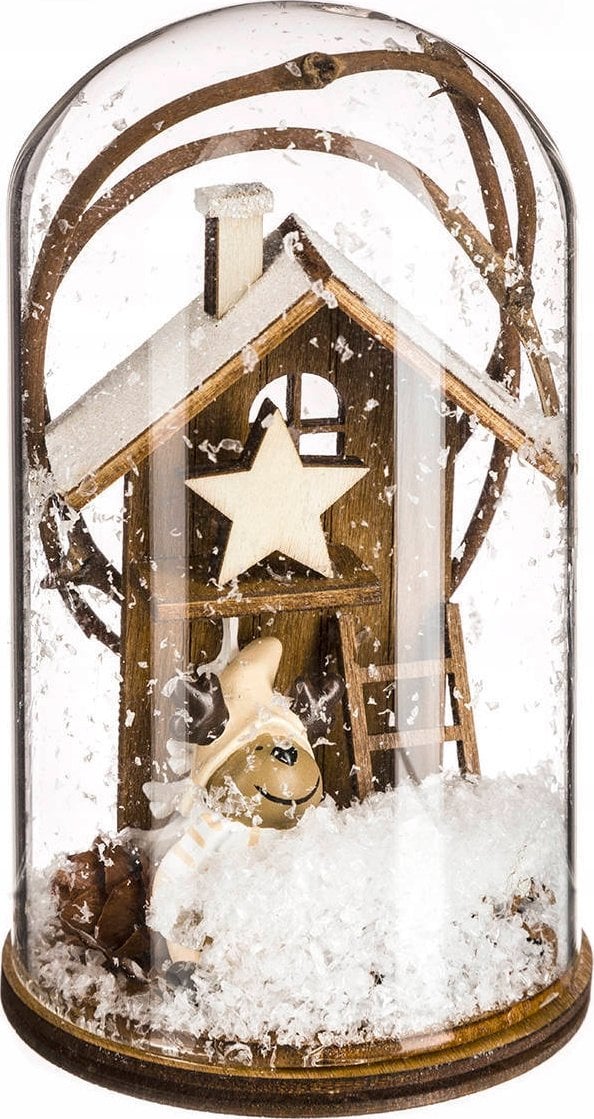 Fééric Lights and Christmas Kopuła szklana z ozdobą drewnianą, 12,5 cm