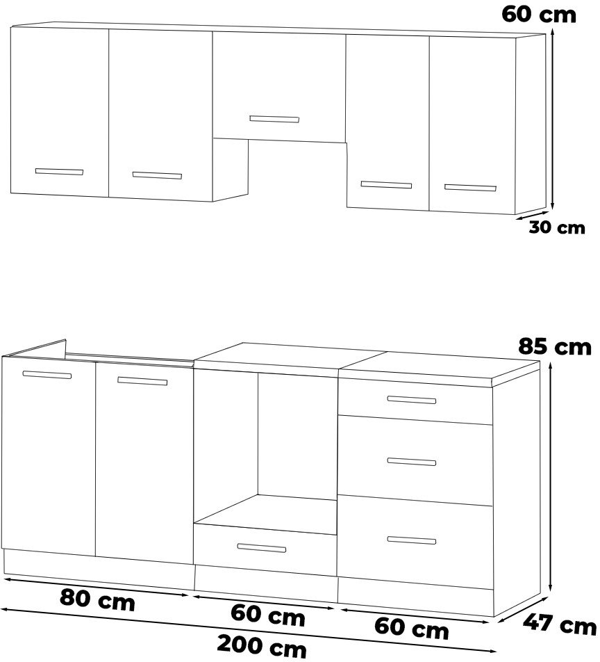 Kuchnia Mała 2.4m Modułowa Z Blatem Wotan Dąb Wotan Butelkowa Zieleń