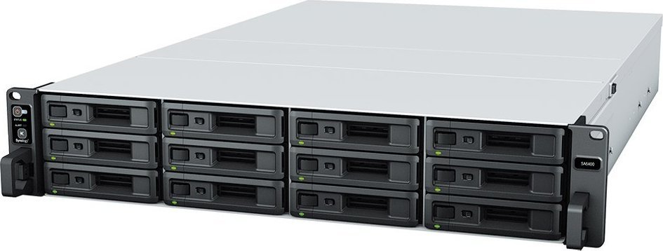Serwer Synology Synology SA6400 - NAS-Server - 12 Schachte - Rack - einbaufahig - RAID RAID 0, 1, 5, 6, 10, JBOD, RAID F1 - RAM 32 GB - Gigabit Ethern