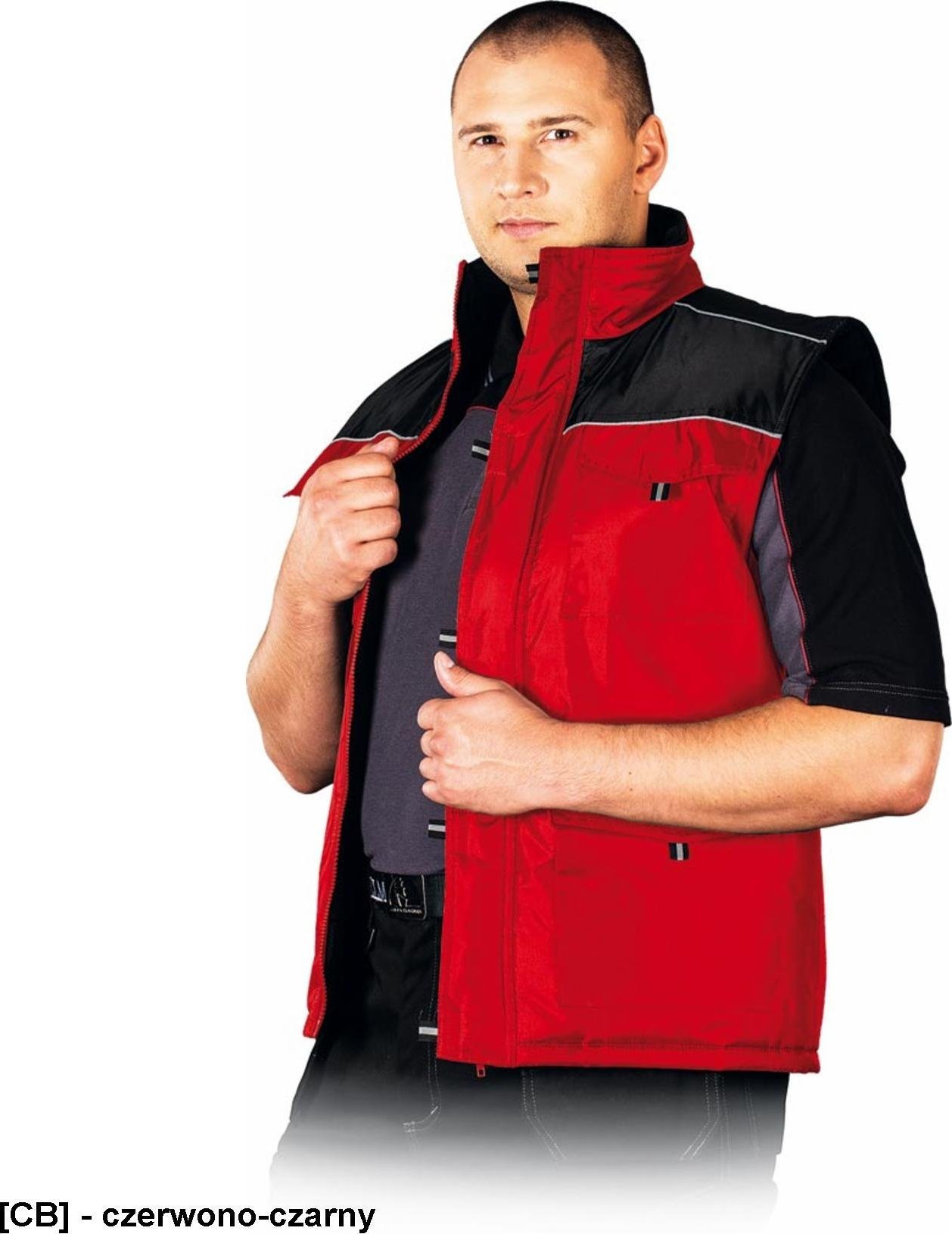 R.E.I.S. ARIZONA - KAMIZELKA- BEZRĘKAWNIK wodoodporny - czerwono-czarny L