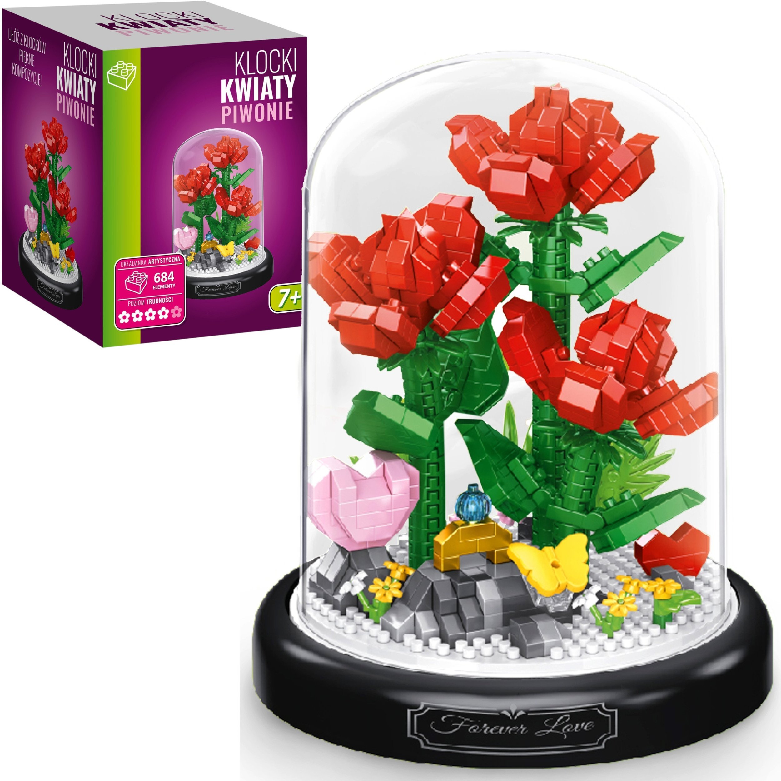 Klocki kwiaty-piwonie p/kloszem 684el 176470