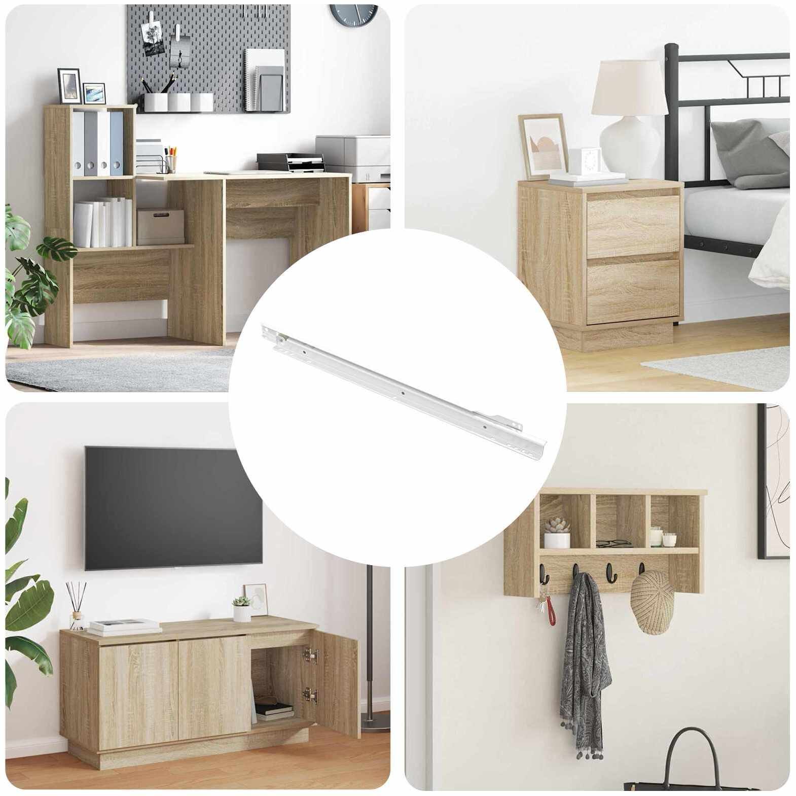 vidaXL Prowadnica szuflady 49 pcs Biały Stal