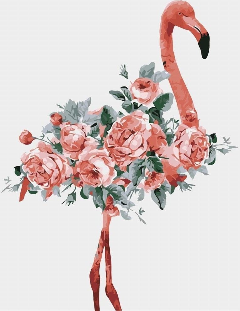 Malowanie po numerach - Kwiatowy flamingo 40x50cm