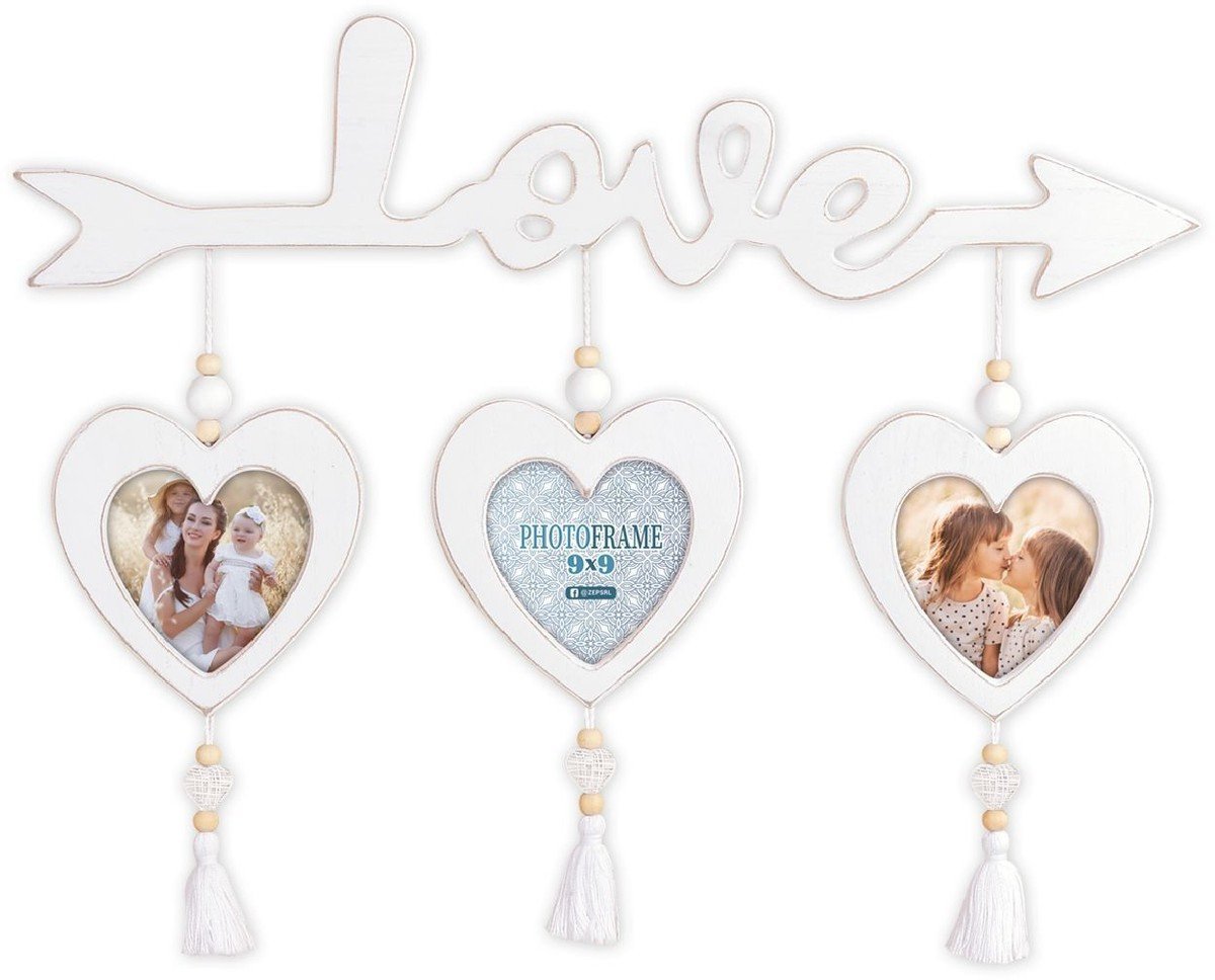 ZEP Delia 3x9x9 Holz weiß Drei Herzen RE366