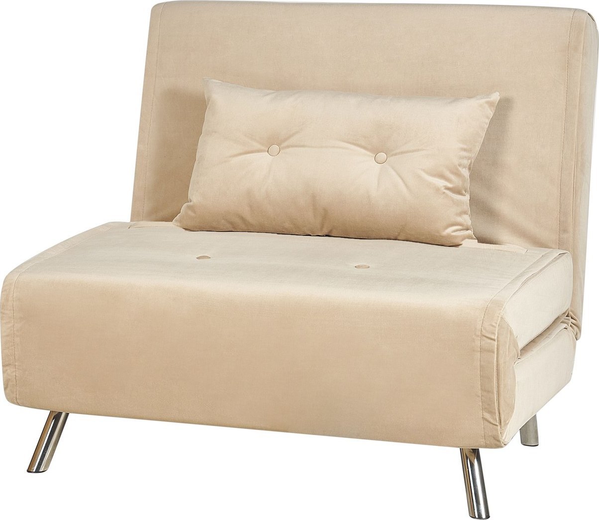 Beliani Sofa rozkładana welurowa jednoosobowa beżowa FARRIS