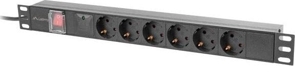 lanberg Listwa zasilająca rack PDU 19 cali 1U 16A 6x230V schuko 2m czarna